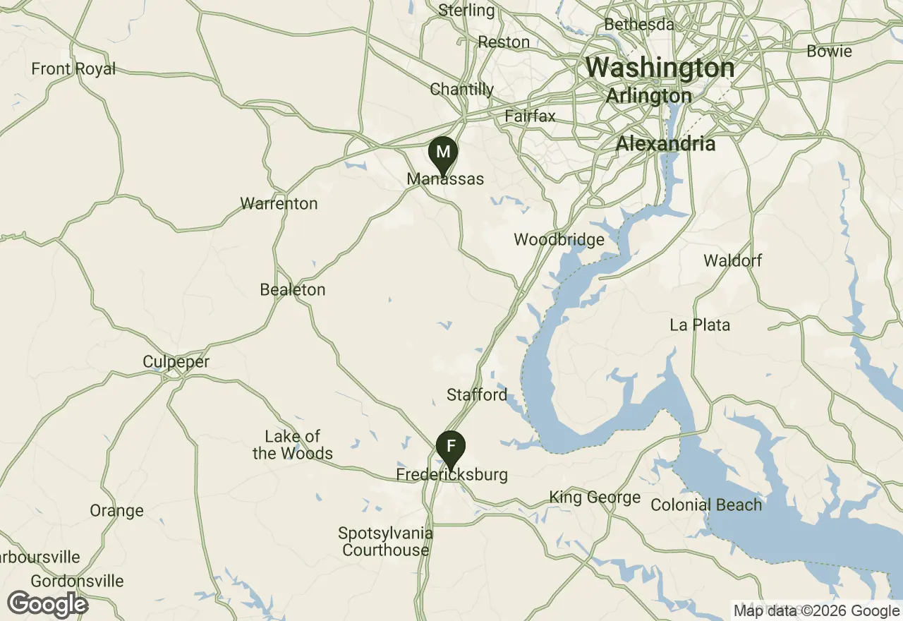 Map of the Pest Proof service area across Northern and Central Virginia